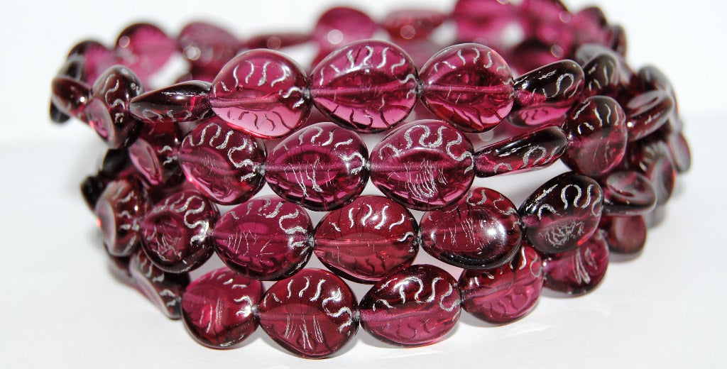 Tear Oval Pressed Glass Beads, Transparent Red 54201 (70350 54201), Glass, Czech Republic