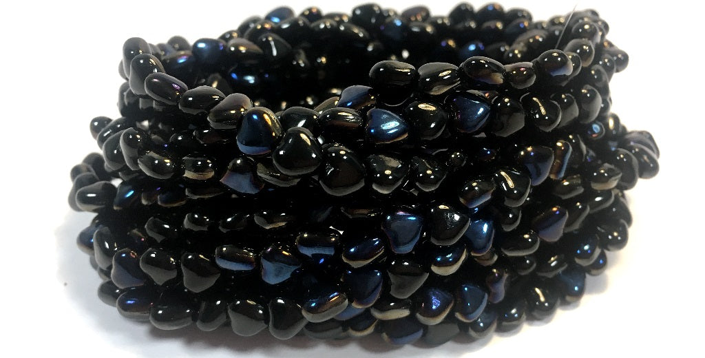 Heart Pressed Glass Beads, Black 29900 (23980 29900), Glass, Czech Republic