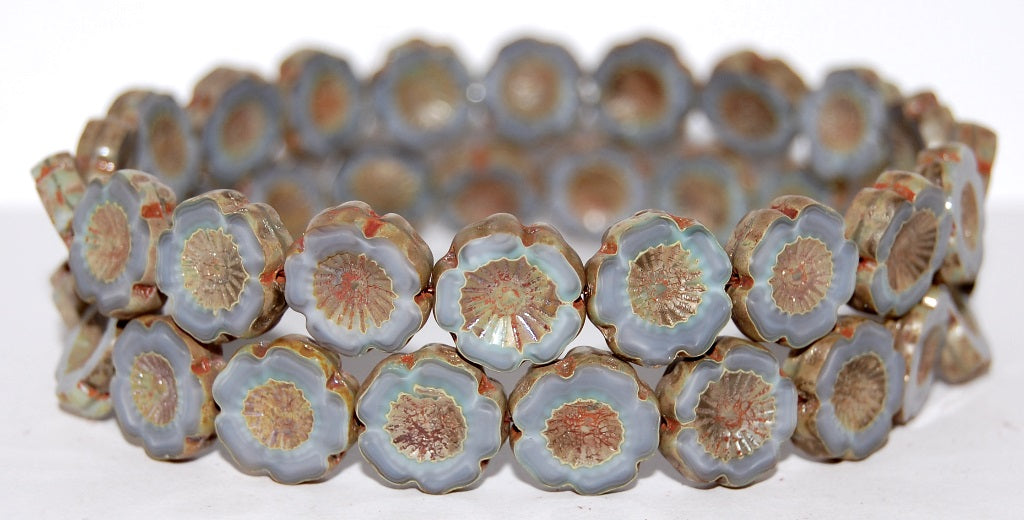 Table Cut Round Beads Hawaii Flowers, (47514 43400), Glass, Czech Republic