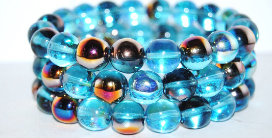 Round Pressed Glass Beads Druck, (Mix60020 29500 Ab), Glass, Czech Republic