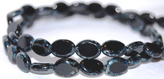 Table Cut Oval Beads Roach, Black 43400 (23980 43400), Glass, Czech Republic