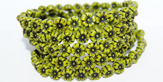 Hawaii Flower Pressed Glass Beads, (53410Mix 46769), Glass, Czech Republic