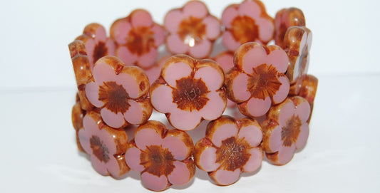 Table Cut Flower Beads Hibiscus, 21 71010B Travertin (21 71010B 86800), Glass, Czech Republic