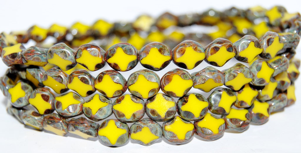 Table Cut Oval Beads, Yellow Travertin (83120 86800), Glass, Czech Republic