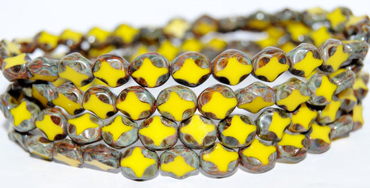 Table Cut Oval Beads, Yellow Travertin (83120 86800), Glass, Czech Republic
