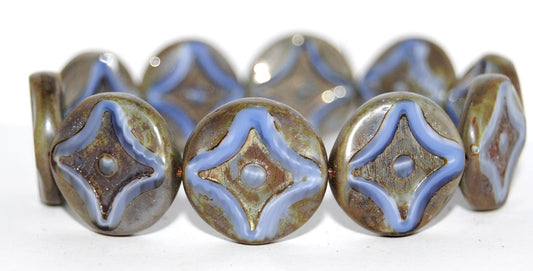 Table Cut Round Beads With Star, (36016 43400), Glass, Czech Republic