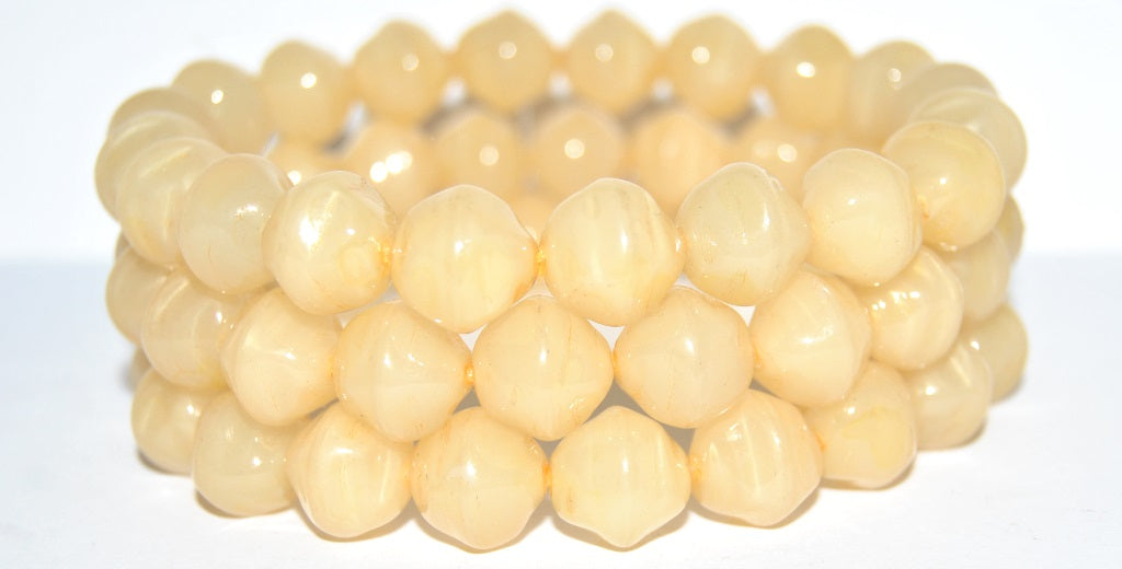 Czech Glass Pressed Beads Irregular Shape, (Beige Wax), Glass, Czech Republic