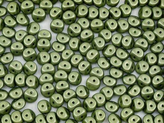 Es-o 2-hole round beads (like SuperDuo) Pastel Green (25034), Glass, Czech Republic