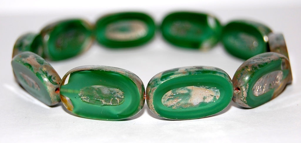 Table Cut Rounded Rectangle Oval Beads With Oval, (56100 43400), Glass, Czech Republic