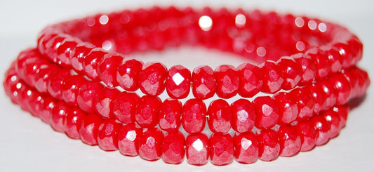 Faceted Special Cut Rondelle Fire Polished Beads, Red Hematite (93190 14400), Glass, Czech Republic