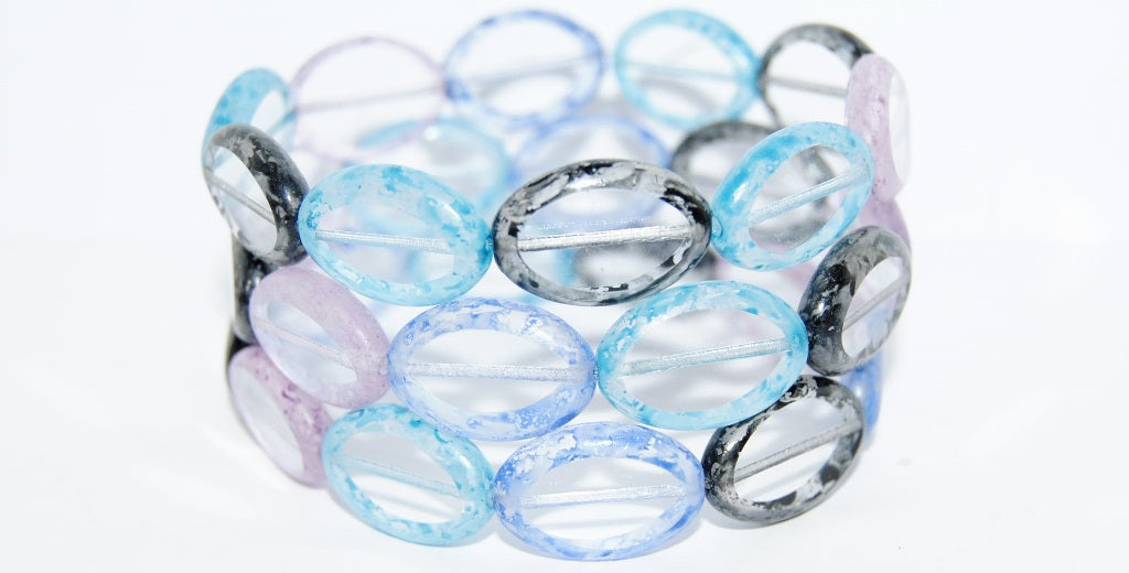 Table Cut Oval Beads Roach, Mixed Colors 2 (Mix 2), Glass, Czech Republic