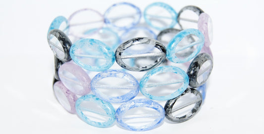 Table Cut Oval Beads Roach, Mixed Colors 2 (Mix 2), Glass, Czech Republic