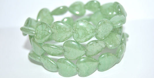 Heart Pressed Glass Beads, (8611 15454), Glass, Czech Republic