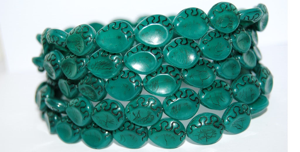 Tear Oval Pressed Glass Beads, (52050 23202), Glass, Czech Republic
