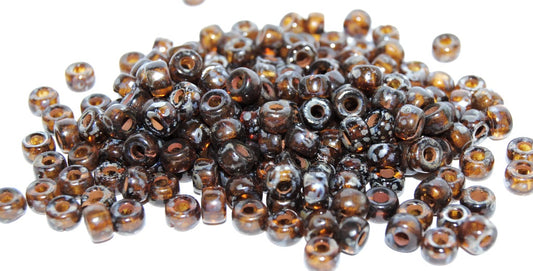 Round Pony Bagel Pressed Glass Beads With Big Hole, Transparent Orange 43400 (10040 43400), Glass, Czech Republic