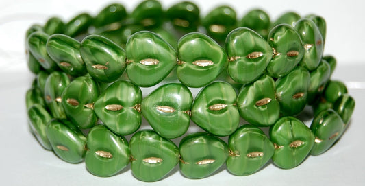 Heart Pressed Glass Beads, (56027 54202), Glass, Czech Republic