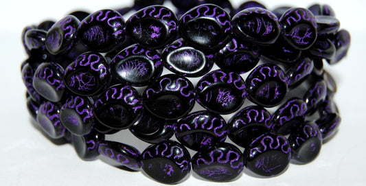 Tear Oval Pressed Glass Beads, Black 46420 (23980 46420), Glass, Czech Republic