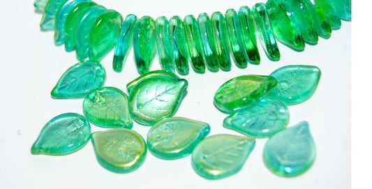 Leaf Pressed Glass Beads, 48110 (48110), Glass, Czech Republic