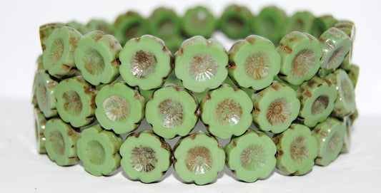 Table Cut Round Beads Hawaii Flowers, (53210 43400), Glass, Czech Republic