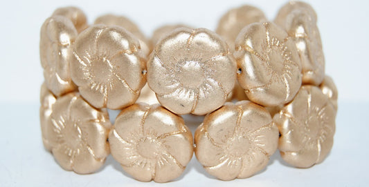 6-Petal Flower Pressed Glass Beads, Gold Colored (1710), Glass, Czech Republic