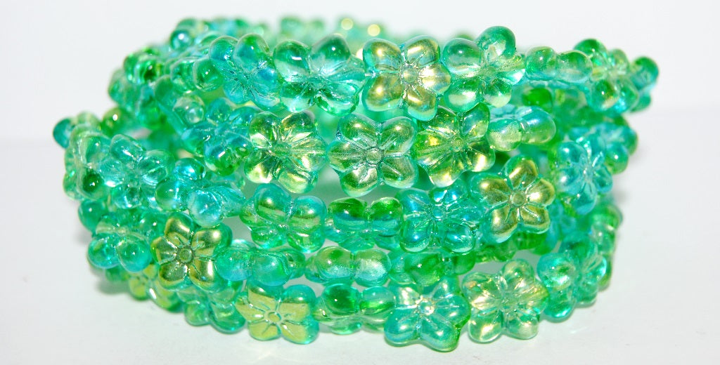 Flower Pressed Glass Beads, 48110 (48110), Glass, Czech Republic