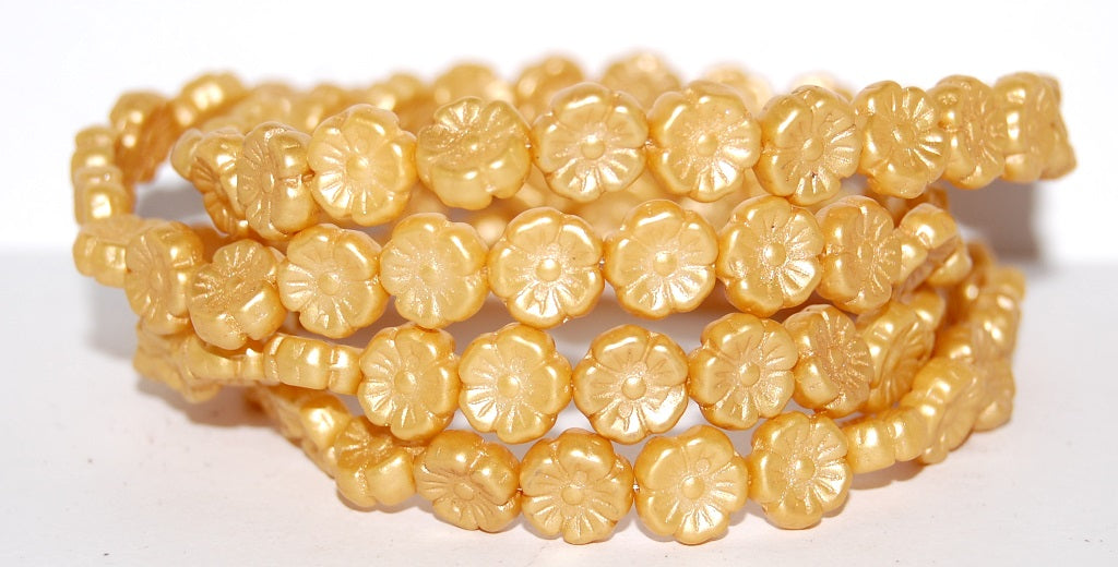 Hawaii Flower Pressed Glass Beads, 25021 (25021), Glass, Czech Republic