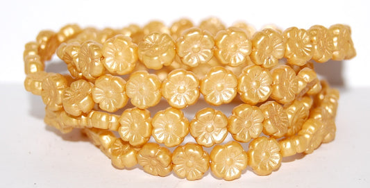 Hawaii Flower Pressed Glass Beads, 25021 (25021), Glass, Czech Republic