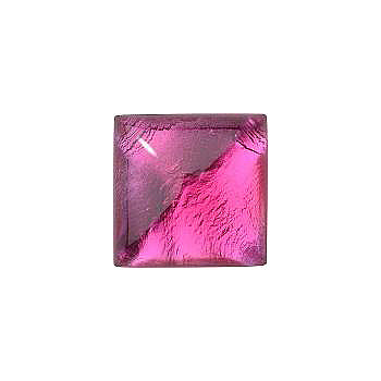 Square Cabochons Flat Back Crystal Glass Stone, Pink 3 With Silver (703590-K), Czech Republic
