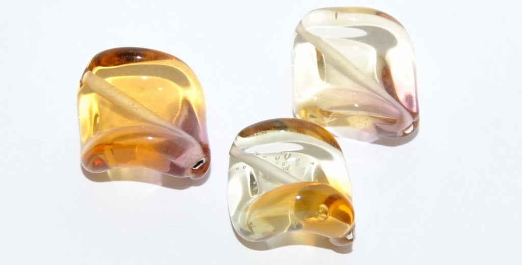 Leaf Lampwork Glass Handmade Beads, (C), Glass, Czech Republic
