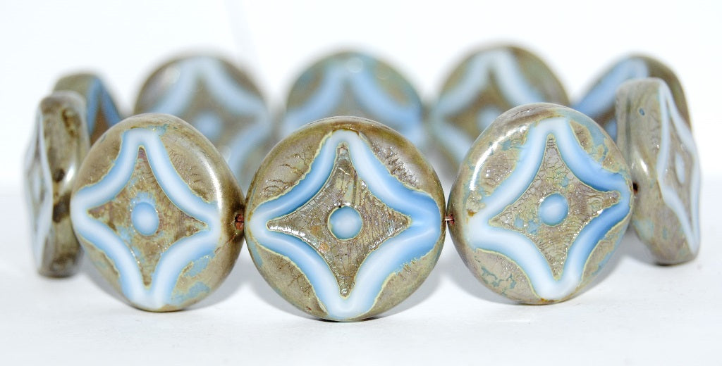 Table Cut Round Beads With Star, (7624 43400), Glass, Czech Republic