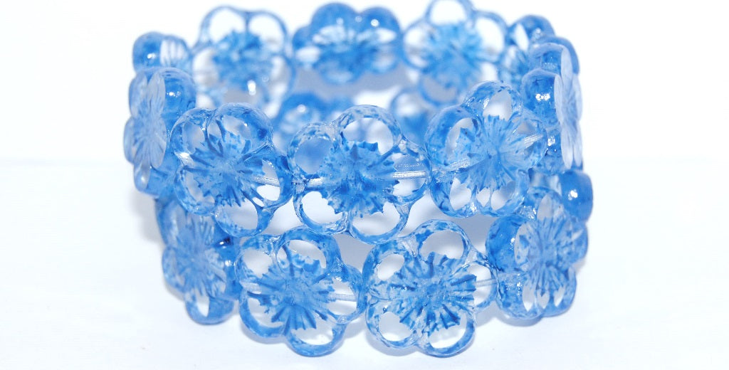 Table Cut Flower Beads Hibiscus, (21 43611 Lava Glass), Glass, Czech Republic