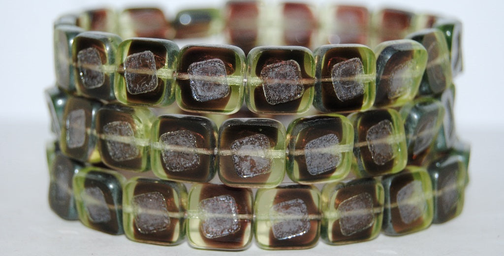 Table Cut Square Beads With Turned Square, 27501 Hematite (27501 14400), Glass, Czech Republic