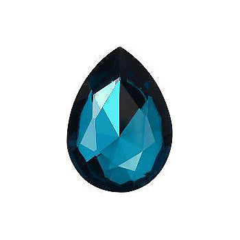 Pear Faceted Pointed Back (Doublets) Crystal Glass Stone, Blue 2 Transparent With Chrome (60030-Chr), Czech Republic