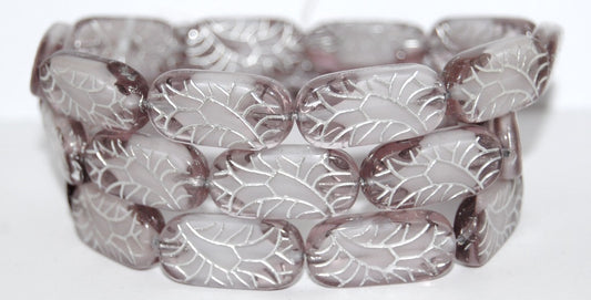 Rectangle With Ornament Pressed Glass Beads, (6208 54201), Glass, Czech Republic