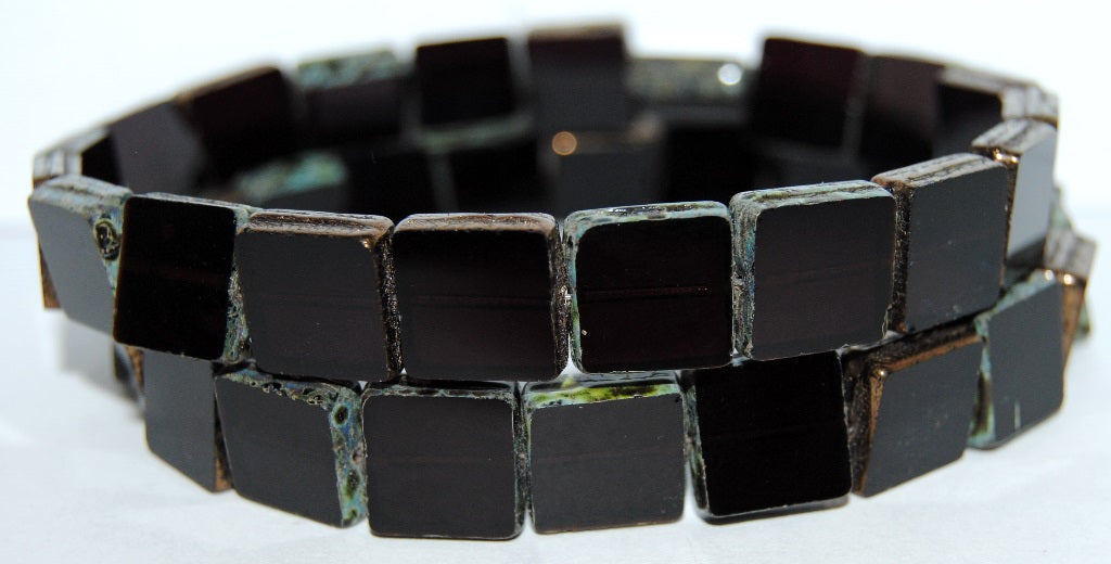 Table Cut Square Beads, 1313 Black Mixed Colors (1313 Black Mix), Glass, Czech Republic