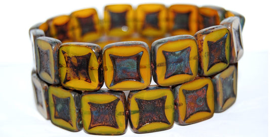 Table Cut Square Beads With Square, 81240 Travertin (81240 86800), Glass, Czech Republic