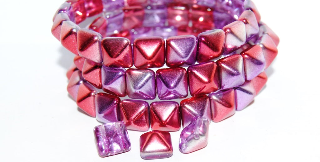 Pressed Glass Beads 2-Hole Square Pyramid, Crystal 48120 (30 48120), Glass, Czech Republic