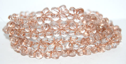 Flower Pressed Glass Beads, Gray 54200 (40010 54200), Glass, Czech Republic