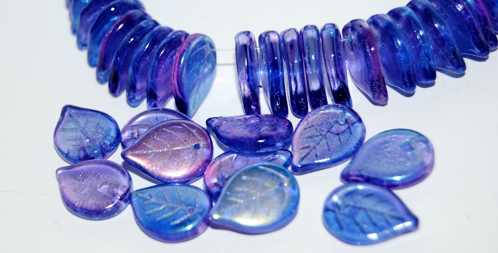 Leaf Pressed Glass Beads, 48102 (48102), Glass, Czech Republic
