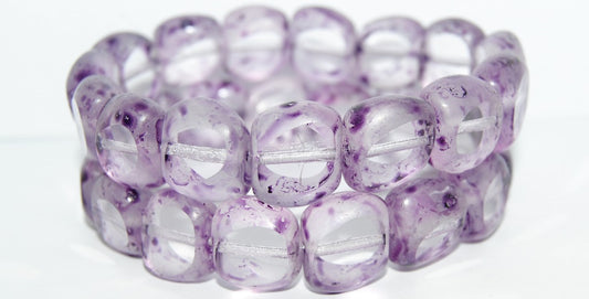 Table Cut Semi-Square Beads With Semi-Round, Crystal Lava Glass Purple (30 Lava Glass Purple), Glass, Czech Republic