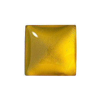 Square Cabochons Flat Back Crystal Glass Stone, Yellow 12 With Silver (80029), Czech Republic