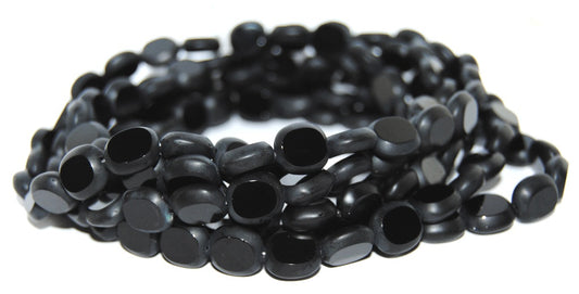 Table Cut Round Candy Beads, Black (23980), Glass, Czech Republic