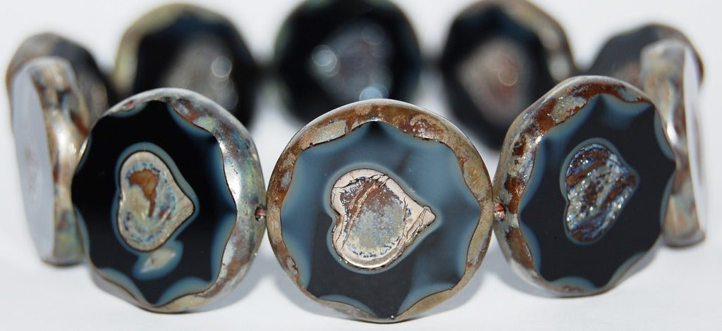 Table Cut Round Beads With Heart, (17019 43400), Glass, Czech Republic