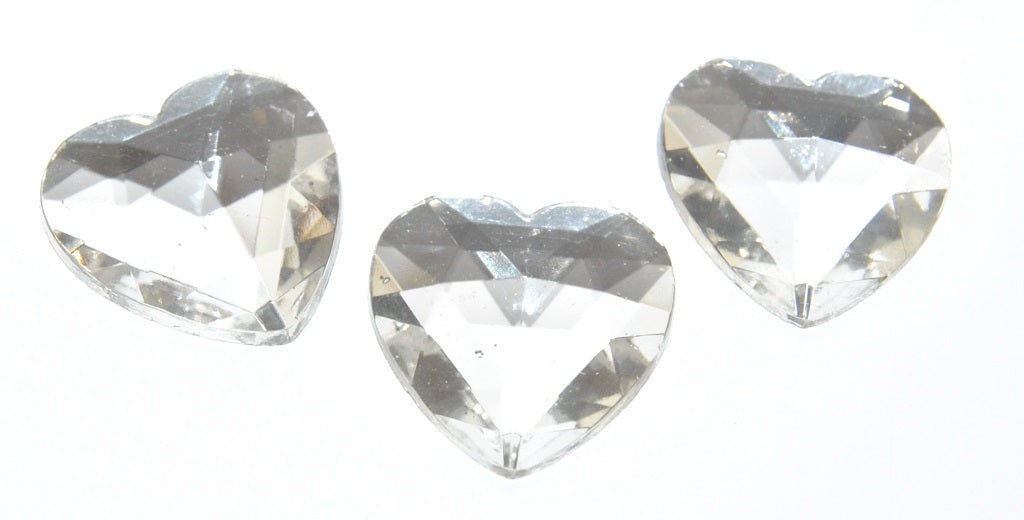 Cabochons Hearts Faceted Flat Back, (Crystal Similization), Glass, Czech Republic