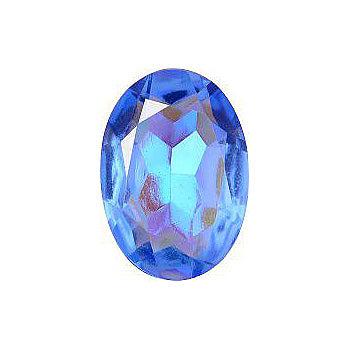 Oval Faceted Pointed Back (Doublets) Crystal Glass Stone, Blue 8 Transparent With Ab (30020-Abb), Czech Republic