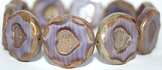 Table Cut Round Beads With Heart, (26016 43400), Glass, Czech Republic