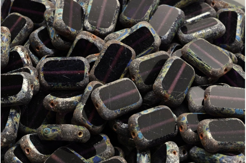 Table Cut Rectangle Beads, 20510 Travertin (20510 86800), Glass, Czech Republic