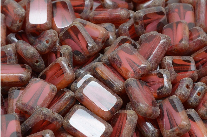 Table Cut Rectangle Beads, 6708 Travertin (6708 86800), Glass, Czech Republic