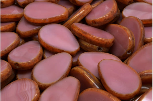 Table Cut  Flat Drop Beads, Opaque Pink Travertin (74020 86800), Glass, Czech Republic