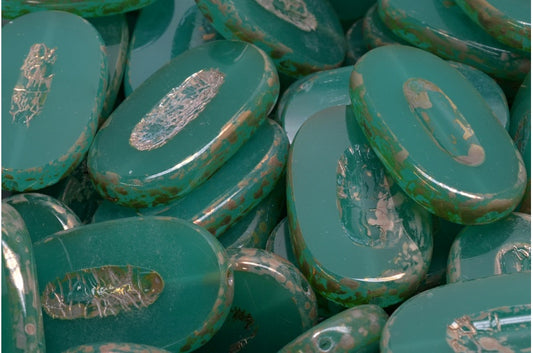 Table Cut Flat Oval Beads, (52020 43400), Glass, Czech Republic